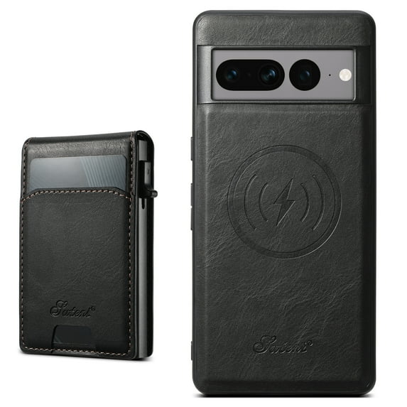 for Google Pixel 9 Pro XL Wallet Case with Card Holder,Compatible With Magsafe 2 in 1 Detachable Vintage Magnetic Wallet Case,PU Leather Kickstand Shockproof Anti-fall Thin Fit Phone Case,Black