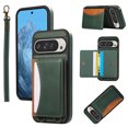 thumbnail image 1 of for Google Pixel 9 Pro XL Wallet Case with Card Holder - PU Leather Case for Women & Girls, Wrist Hand Strap, Secure Finger Ring, Shockproof Protective Phone Cover for Google Pixel 9 Pro XL, Green, 1 of 6