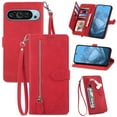 thumbnail image 1 of for Google Pixel 9 Pro XL Wallet Case, [Flower Embossed] Premium PU Leather Wallet Flip Protective Phone Case Cover with Card Slots and Stand with Wrist Strap for Google Pixel 9 Pro XL, Red, 1 of 8
