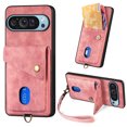 thumbnail image 1 of For Google Pixel 9 Pro XL Wallet Case, Premium PU Leather Back Cover Cards Holder Stand Compatible with Car Mount RFID Blocking Hand Wrist Full Protective Phone Case for Women Girls, Pink, 1 of 7
