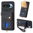 thumbnail image 1 of For Google Pixel 9 Pro XL Wallet Case, Premium PU Leather Back Cover Cards Holder Stand Compatible with Car Mount RFID Blocking Hand Wrist Full Protective Phone Case for Women Girls, Black, 1 of 7