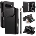thumbnail image 1 of For Google Pixel 9 Pro XL Wallet Case, [RFID Blocking 11 Card Slots & 2 Cash Pockets] [Kickstand] [Wrist Strap] [Magnetic Closure] Soft PU Leather Shockproof Protective Flip Case,Black, 1 of 11