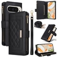thumbnail image 1 of for Google Pixel 9 Pro XL Wallet Case with RFID Blocking Card Holder, Kickstand Feature PU Leather Case with Adjustable Crossbody & Short Lanyard Magnetic Clasp Zipper Pocket Flip Cover,Black, 1 of 9