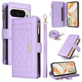 thumbnail image 1 of for Google Pixel 9 Pro XL Wallet Case with RFID Blocking Card Holder, Kickstand Feature PU Leather Case with Adjustable Crossbody & Short Lanyard Magnetic Clasp Zipper Pocket Flip Cover,Purple, 1 of 9