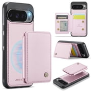 For Google Pixel 9 Pro XL Wallet Phone Case,with RFID Blocking,with Credit Card Holder Cash Slot ,Detachable Wallet Kickstand Leather Phone Case,Pink,For Google Pixel 9 Pro XL