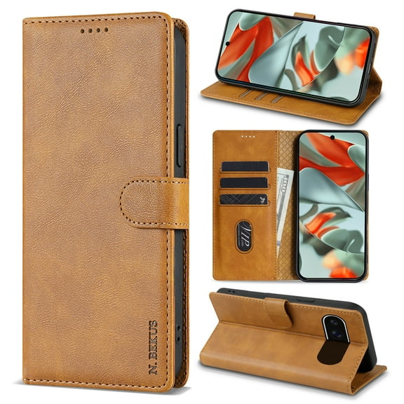 for Google Pixel 9 Pro XL Wallet case with RFID Blocking Credit Card Holder,Flip Book Kickstand  PU Leather Magnetic Closure Protective Cover Women Men for Google Pixel 9 Pro XL Phone Case,Brown