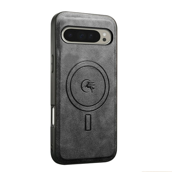 for Google Pixel 9A Case Compatible with MagSafe,Vintage Classic PU Leather Business Plain Cover,Soft Lightweight Anti-Scratch Shockproof Retro Case for Google Pixel 9A,Black