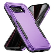 for Google Pixel 9A Case: Dual Layer Protective Heavy Duty Cell Phone Case Shockproof Rugged Bumper Tough Hand Grip - Military Grade Drop Tested for Google Pixel 9A, Purple+Black