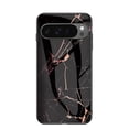 thumbnail image 1 of for Google Pixel 9A Case, Hybrid Tempered Glass Protective Marble Pattern Glossy Design Slim Rugged Shockproof Women Girls Men Protective Anti-Scratch Wireless Charging Cover,Gold Black, 1 of 9