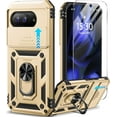 thumbnail image 1 of for Google Pixel 9A Case with Screen Protector & Slide Camera Lens Cover, Built-in 360°Rotate Magnetic Ring Stand Shockproof Protective Phone Case for Google Pixel 9A Case (Gold), 1 of 16