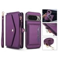 thumbnail image 1 of For Google Pixel 9A Crossbody Wallet Phone Case,Magnetic Detachable Flip,With Shoulder Strap&Wrist Strap,Zipper Pocket,Card&Cash Slots,PU Leather Shockproof Rugged Phone Case,Purple, 1 of 9