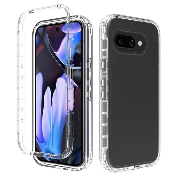 For Google Pixel 9A Gradient Transparent Case,2-in-1 Design,Shockproof Anti-fall Rugged Crystal Transparent Ultra Slim Bumper Protective Thin Fit Phone Case for Google Pixel 9A,Clear