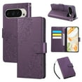 thumbnail image 1 of for Google Pixel 9A Wallet Case with Credit Card Holder, Flower Pattern Flip PU Leather Stand Shockproof Protective Phone Cover for Google Pixel 9A Magnetic Clasp Purse Case, Darkpurple, 1 of 8