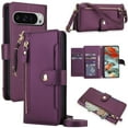 thumbnail image 1 of for Google Pixel 9A Wallet Case, Multi-Functional PU Leather Flip Cover with Card Holder and Zipper Pocket, Detachable Shoulder & Wrist Strap Secure RFID Blocking Protection, 1 of 11
