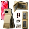 thumbnail image 1 of For Google Pixel 9A Wallet Phone Case,PC + PU Leather + TPU Hybrid Design,With Card Slots,Diagonal Fabric Pattern,Back Flip Kickstand,Shockproof Rugged Dropproof Phone Case,Khaki, 1 of 9