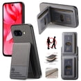 thumbnail image 1 of For Google Pixel 9A Wallet Phone Case,PC + PU Leather + TPU Hybrid Design,With Card Slots,Diagonal Fabric Pattern,Back Flip Kickstand,Shockproof Rugged Dropproof Phone Case,Gray, 1 of 9
