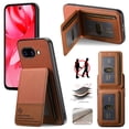 thumbnail image 1 of For Google Pixel 9A Wallet Phone Case,PC + PU Leather + TPU Hybrid Design,With Card Slots,Diagonal Fabric Pattern,Back Flip Kickstand,Shockproof Rugged Dropproof Phone Case,Brown, 1 of 9