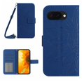 thumbnail image 1 of For Google Pixel 9a 6.3" Sunflower  Embossed Strong Magnetic Attachment/Closure, Card Slots/Pocket, PU Leather Flip Wallet Case With Adjustable Shoulder Strap,Blue,For Pixel 9a, 1 of 10