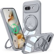 JETeacka for Google Pixel 9A Case, 360° Rotatable Stand, Lens Protection Shockproof Magnetic Anti-Yellowing, Gray