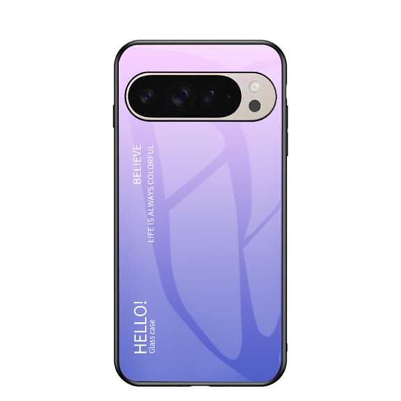 for Google Pixel 9a Tempered Glass Case, Micro-Frosted Frame Lightweight Slim Shockproof Anti-Scratch Protective Gradient Phone Cover for Google Pixel 9a, Lightpurple