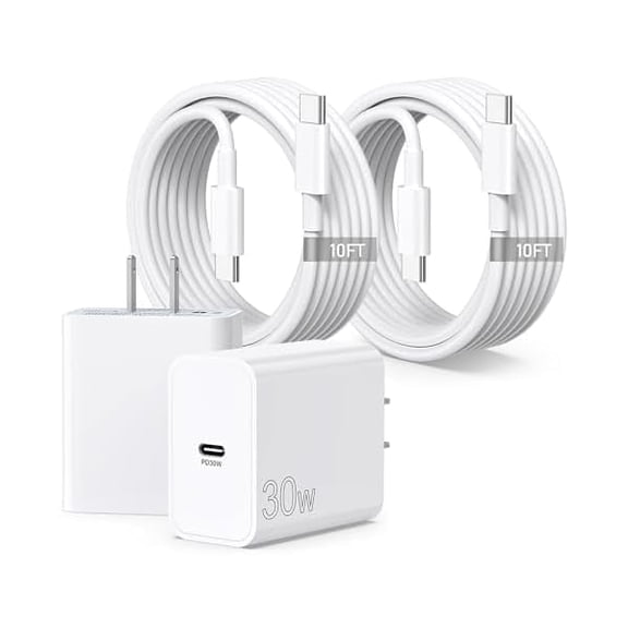 For Google Pixel Charger, 2Pack 30W USB C Fast Charger Block with 10FT USB C to C Cable for Google Pixel 9 Pro/9/8 Pro/8/7/7Pro/6/6 Pro/6A/5/4/3/2/XL, Galaxy, Android, MacBook Air 13/12 inch M1/M2