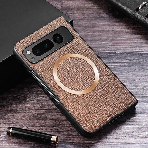 Cover for Google Fixel Fold Magnetic Case Compatible with MagSafe, Slim Fit Military-Grade Drop Protection Shockproof Anti-Scratch Cover, Brown