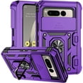 thumbnail image 1 of for Google Pixel Fold Case Camera Lens Protector Cover Slide Black Shockproof Google Pixel Fold Phone Case with Stand Ring Fits Car Holder Protective Case with Holster (Purple), 1 of 15