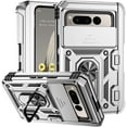thumbnail image 1 of for Google Pixel Fold Case Camera Lens Protector Slide Cover Black with Kicktand, Shockproof Google Pixel Fold Phone Case Rugged Shield Heavy Duty with Ring Holder (Silber), 1 of 15
