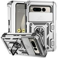 thumbnail image 1 of for Google Pixel Fold Case, Soft TPU & Hard PC Anti-scratch Sliding Cover Full Protection Ring Stand Rotating Kickstand Holder Magnetic Shockproof Phone Case Cover for Google Pixel Fold, Silver, 1 of 9