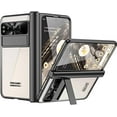 thumbnail image 1 of for Google Pixel Fold Clear Case with Hinge Protection, Crystal Clear Plating PC Back Case Built in Screen Protector Kickstand All-Inclusive Protection Phone Case for Pixel Fold - Black, 1 of 14