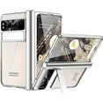 thumbnail image 1 of for Google Pixel Fold Clear Case with Hinge Protection, Crystal Clear Plating PC Back Case Built in Screen Protector Kickstand All-Inclusive Protection Phone Case for Pixel Fold - Silver, 1 of 7
