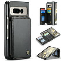 for Google Pixel Fold Premium PU Leather Back Case, Multiple Card Slots Design, Double Magnetic Clasp Study Kickstand RFID Blocking Classic Phone Cover for Google Pixel Fold, Black