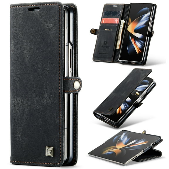 for Google Pixel Fold Wallet Case PU Leather Flip Book Style Folio Strong Magnetic Closure RFID Blocking Protective Cover Credit Card Holder Kickstand Function Men for Google Pixel Fold, Black