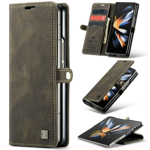 for Google Pixel Fold Wallet Case PU Leather Flip Book Style Folio Strong Magnetic Closure RFID Blocking Protective Cover Credit Card Holder Kickstand Function Men for Google Pixel Fold, Coffee