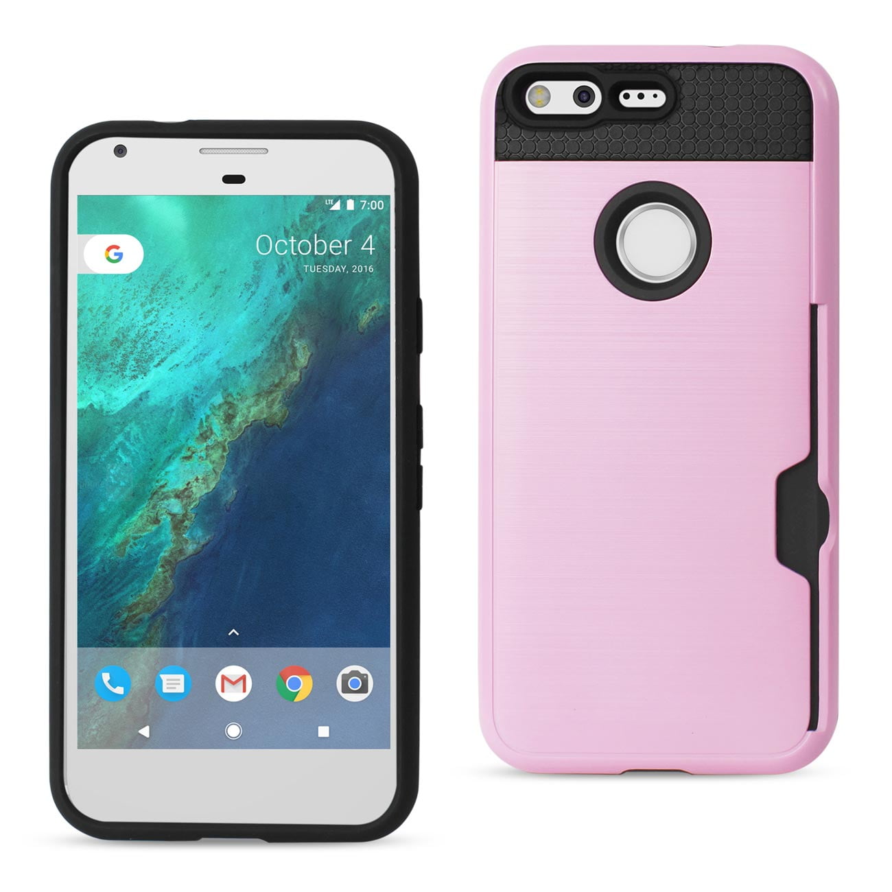 Google Pixel Slim Armor Hybrid Case With Card Holder In Rose Gold ...