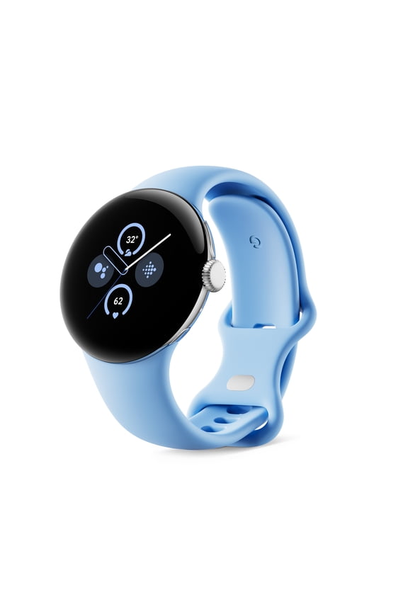 Pixel Watch 2 with the Best of Fitbit and Google - Heart Rate Tracking, Stress Management, Safety Features - Android Smartwatch - Polished Silver Aluminum Case - Bay Active Band - Wi-Fi