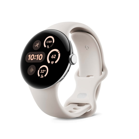Pre-Owned Google Pixel Watch 3 (41mm) - Android Smartwatch with Heart Rate Tracking, Advanced Running from Fitbit, Fitness Insights, 24-Hour Battery - Polished Silver Aluminum Case - Porcelain Band - Wi-Fi