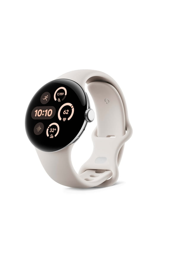 Pre-Owned Google Pixel Watch 3 (41mm) - Android Smartwatch with Heart Rate Tracking, Advanced Running from Fitbit, Fitness Insights, 24-Hour Battery - Polished Silver Aluminum Case - Porcelain Band - Wi-Fi