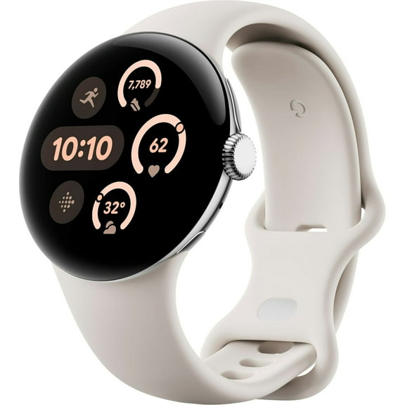 Pre-Owned GooglePixel Watch 3 Smart Watch (GPS + Cellular) 41mm Polished Silver with Porcelain Band