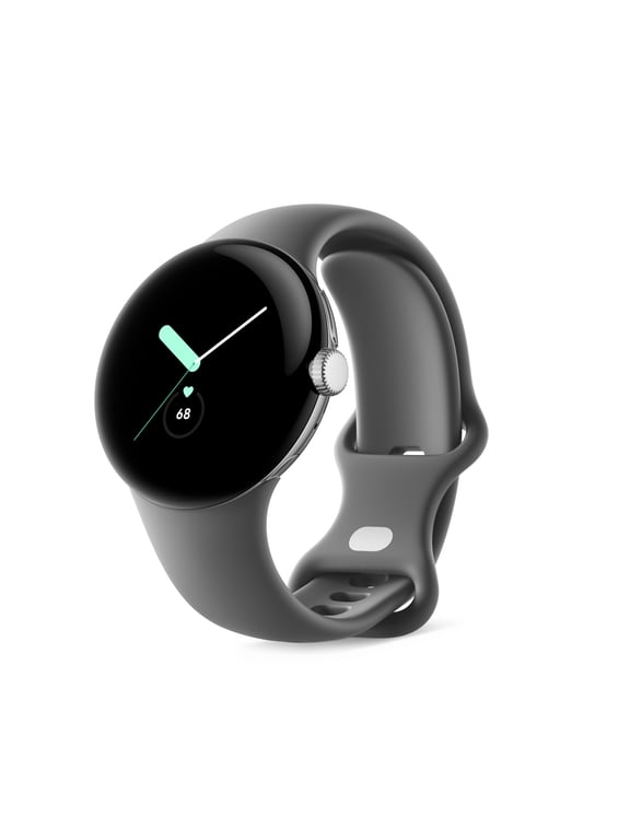 Pixel Watch - Android Smartwatch with Activity Tracking - Heart Rate Tracking Watch - Polished Silver Stainless Steel case with Charcoal Active band - WI-FI