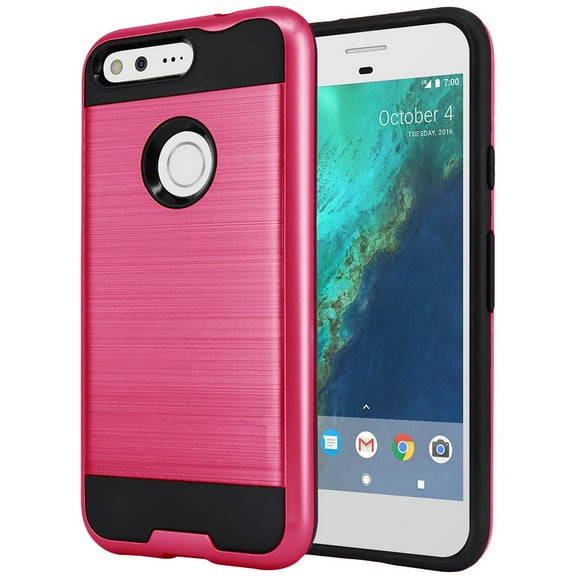 Google Pixel XL Hybrid Metal Brushed Shockproof Tough Case Cover Pink