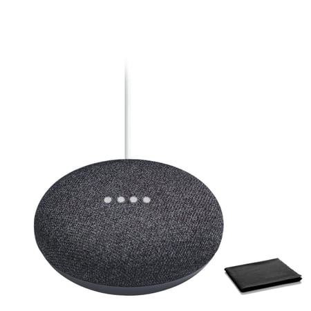 Google Speaker Assistant, Hands-Free Assistance, and Smart Device Integration, Includes Premium Pouch (Charcoal, Standard) Bulk Packaging