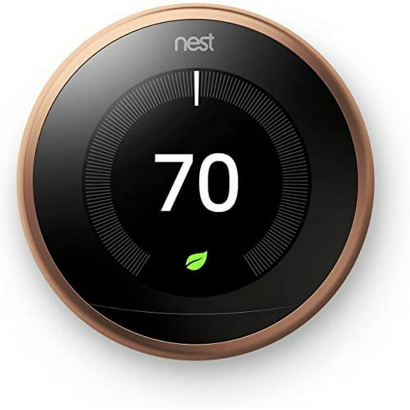 Google T3021US Nest Learning Thermostat 3rd Gen Smart Thermostat Copper Works with Alexa