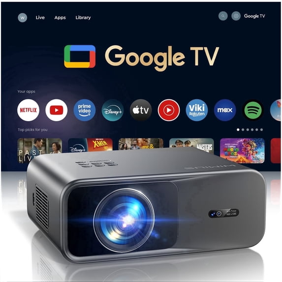 WiMiUS 4K Google TV Projector, 400 Lumens, Dolby Audio, Auto Focus & Auto Keystone Correction, Smart Screen Alignment