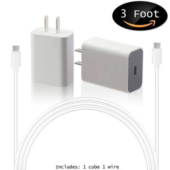 Google USB-C Charging Rapidly Charger (18w 3a charger + 3 foot usb c-c cable) - Bulk Packaging