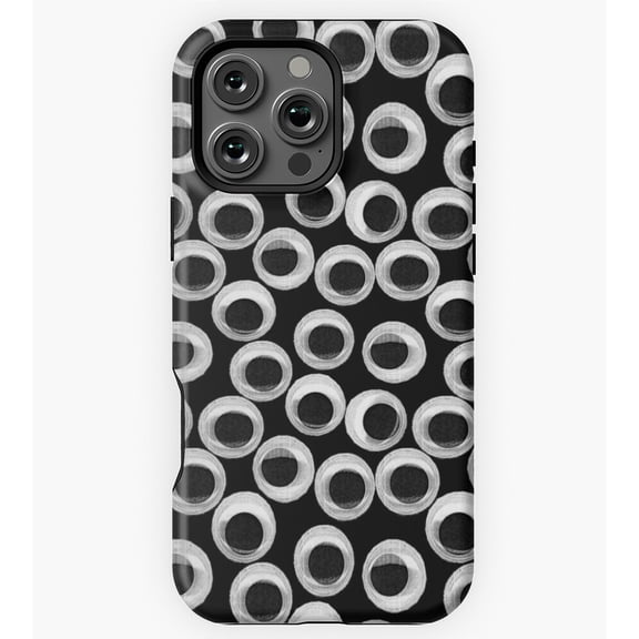 Googly Eye Pattern Black GA8315 Phone Case for iPhone 11 to 17 Pro Max