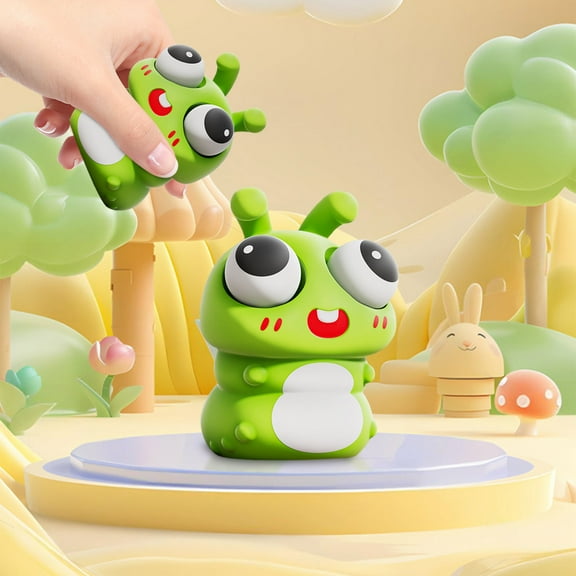 Googly-Eyed Worm Stress Reliever, Bulging Eye Squishy Sensory Toy, Non-Toxic Stretchable Decompression Fidget, Insect-Themed Anxiety Relief for Kids Adults, Trendy Pressure Release Party Favor