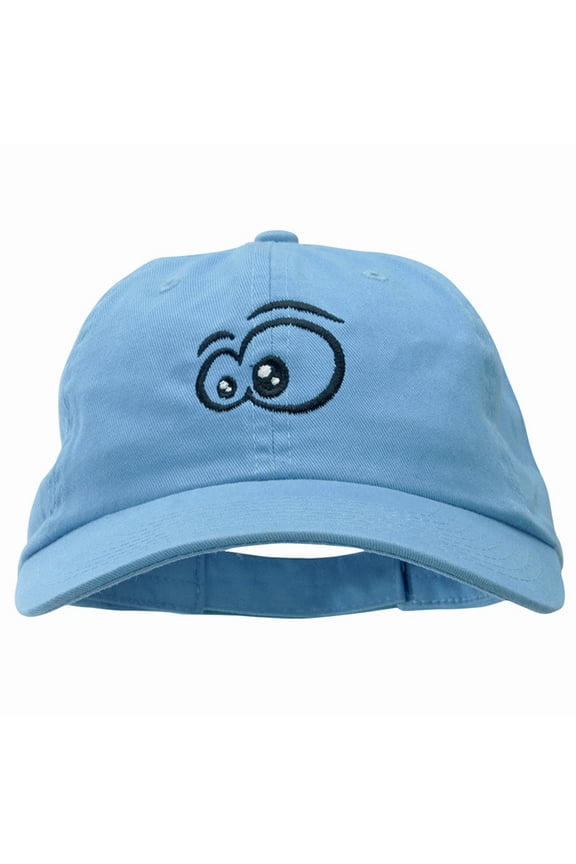 Googly Eyes Embroidered Low Profile Dyed Cotton Twill Cap - Sky Blue OSFM