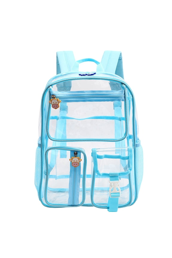 Clear Backpack, Blue Transparent Backpack, Clear Transparent Pvc Backpack, Stadium Approved See-Through Bag with Large Capacity, Event Festival Bag