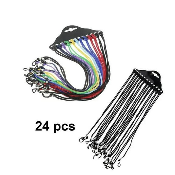 Goohae Eyeglass Chain24-Pack Non-Slip Eyeglass Straps, Adjustable Nylon Retainers for Sunglasses & Reading Glasses, 24.4 Inch, Under $2, Glasses Holder, Black